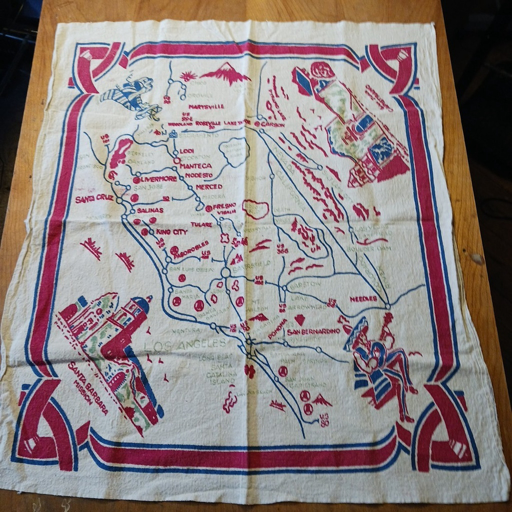 Vintage Tapestry Of California Western Landmarks 32 x 35